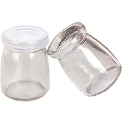 Daily Home 3 Piece Pudding Jar with Lid, Spoon and Stickers Replacement Glass Jars for Yogurt, 150ml