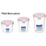 LQO Kitchen Sealed Food Storage Container with lid, Grain Storage Box, Food Storage Tank, Refrigerator Storage jar, 3 Piece Set (Pink)