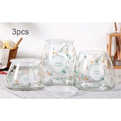 3 Pcs Glass Storage Jars - Clear Glass Bulk Food Storage Canister for Serving Tea, Coffee, Spice, Candy, Cookie - Keep Food Dry