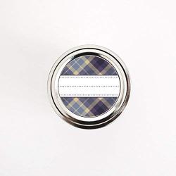 Purple and Brown Plaid Pattern Canning Jar Labels by Once Upon Supplies, Multi-Purpose Round Stickers for Organizing the Pantry, Kitchen, Storage and Office, with Blank Lines, 2 Inches, 40 Labels