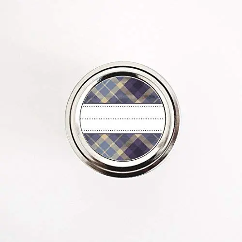 Purple and Brown Plaid Pattern Canning Jar Labels by Once Upon Supplies, Multi-Purpose Round Stickers for Organizing the Pantry, Kitchen, Storage and Office, with Blank Lines, 2 Inches, 40 Labels