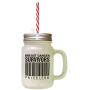 Black Breast Caver Survivors Priceless Frosted Glass Mason Jar With Straw