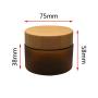 1 Pcs 150ML 5OZ Amber PET Plastic Frosted Empty Refillable Container with Natural Bamboo Lid and Liner Facial Cream Jar Bottle Lotion Pot Box Dispense Case for Balm Storage