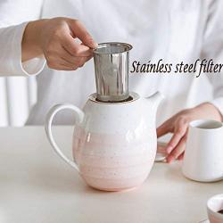 Teapot Ceramic Vintage 1100ml Large capacity stainless steel filter kettle Water storage jar the Chinese tea culture Green Jasmine Flowers Black Tea Coffee milk,living room,tea lovers,Pink