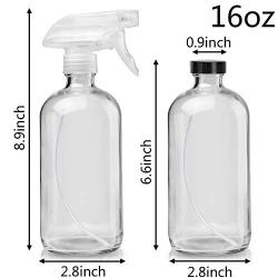 Glass Spray Bottles Empty 16oz Boston Round Bottle Refillable Container for Essential Oils with Funnel Lables Cleaning Products Aromatherapy Lotions Liquid Soaps (WhiteWhite)