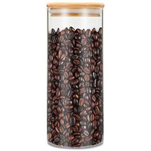 Luxtea Glass Jar Borosilicate Canister 34oz with Bamboo Lid and Silicone Sealed Ring, Airtight Storage Cookie Candy Spice Nuts Cereal