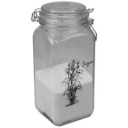 Home Basics Ludlow 53 oz. Glass Canister with Metal Clasp, Airtight Lids for Sugar Storage, Clear (3)