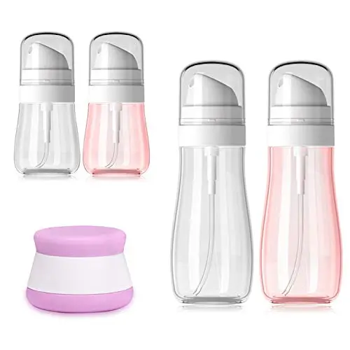Junboer Sprühflasche+Cremetiegel Set, Reisegröße, Tragbar, Wiederbefüllbare Sprühbehälter für Skincare, Parfüm, Toner, Lotion, Toner Wasser, Make-up Entferner