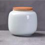 Food Storage Jar, Ceramic Kitchen Canisters with Airtight Seal Bamboo Lid, Food Storage Canister for Tea, Coffee Bean, Spice, 80x73mm (Ermine)