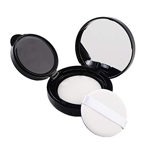 1Pcs 15ml/0.5oz Black Empty Refillable BB Cream Fluid Foundation Box with Gold Line Mirror Powder Puff and Sponge Core DIY Cosmetic Air Cushion Powder Case Jar Container for Makeup