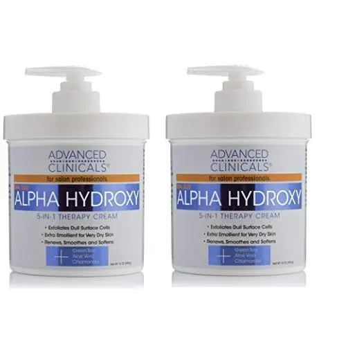 Advanced Clinicals Alpha-Hydroxy-Säure Creme für Gesicht und Körper. 16oz Anti-Aging Creme mit Alpha-Hydroxy-Säure gegen Falten, feine Linien und trockene Haut. (2 x 16oz)