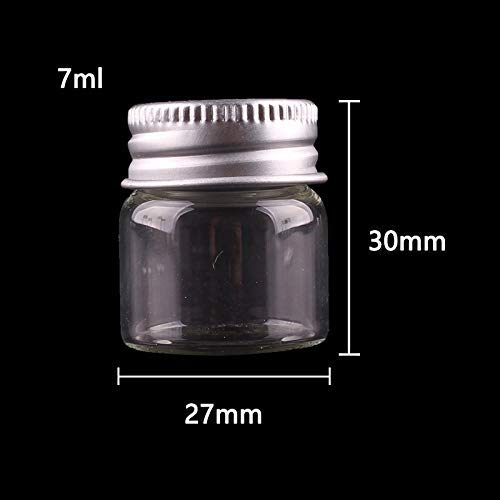 Glasbehälter & Flaschen | Großhandel 7ml 12ml 20ml 25ml Transparente Glas-Gewürzbehälter Flaschen Röhrchen Terrarium mit Silber Schraubdeckel für Hochzeit Bastelarbeiten – 50 Stück – von HUDITOOLS