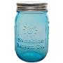 Sunshine Mason Co. Pint Regular Mouth Glas Jarren Vintage Blau Farbe mit Silber Deckel 6 Pack