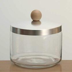 Italo Ottinetti Glass Jar Dull Aluminium Lid Wooden Knob 2.4 Litre Aluminum, Metallic, One Size