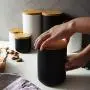 New Ceramic Wood Lid Storage Jar Kitchen Food Food Coffee Tea Storage Seasoning Sealed Storage Bottle A Variety Of Size Options,3