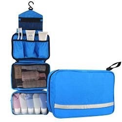 Relavel Cosmetic Pouch Toiletry Bags Travel Business Handbag Waterproof Compact Hanging Personal Care Hygiene Purse (Blue)