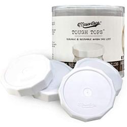 Masontops Tough Tops - Wide Mouth Mason Jar Lid - White - BPA-Free Plastic Screw Caps - Reusable Airtight Storage Covers