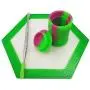SZBS A Set Silicone Container Hexagon Mat 11ml Drum Shape Container Wax Oil Container Concentrate Storage Containers Wax Silicone Jar With A Metal Rod (Green, 1)