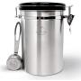 Coffee Boss Coffee Canister, Large Stainless Steel Coffee Bean Storage Container (64floz), Ground Coffee Container Airtight Lid, CO2 Valve & Free Scoop, Best Storage for Fresh Coffee Beans - by Zulay