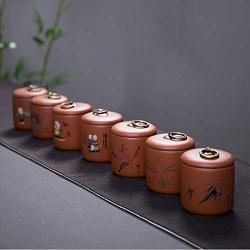 Retro Purple Clay Puer Tea Container Small Storage Jars Sealed Pot Of Ceramic Tea Cans For Travel Storage Household Tank Jar 1Pc,Plum Blossoms