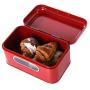 Bread Box for Kitchen Counter - Red Bread Bin, Retro Storage Container with Front Window, For Doughnuts, Pastries, Cookies - 12 x 7 x 6 Inches