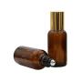 3PCS 5ml/0.17oz Empty Refillable Amber Glass Essential Oil Roller Bottles with Stainless Steel Roller Ball and Golden Lid Portable Travel Cosmetic Container Simple Storage for Perfume Aromatherapy Oil