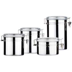 Cookie Jar Cereal Coffee Storage Containers Jar 304 Stainless Steel with Lids Airtight Bpa Free Large, Food Storage Containers for Kitchen Pantry Organization Canister Candy Bulk, 4-Pieces