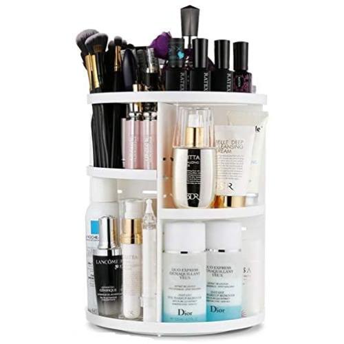 AI&U 360° Rotating Makeup Organizer,DIY Adjustable Cosmetic Stand Box,Multi-Function Acrylic with 7 Layers Great Capacity Make Up Storage for Bedroom, Bathroom (White)