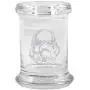 Clear Glass Herb Stash Jar and Lid 2.75 oz Storm Trooper Logo from Smoke Promos
