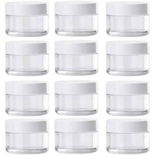 Klare Migavan Lagerbehälter, 12 Stück 1,7 oz Leere Klare Kunststoff Behälter mit Weitmuндen und weißen Schraubverschlussdeckeln für Lebensmittel, Kosmetik, DIY-Knete