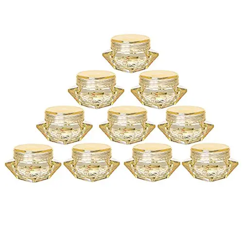 100 Stück Gelbe Wiederbefüllbare DIY Kosmetikbehälter, Diamantförmige Probenflaschen, Gefäße für Lidschatten, Nagelpulver, Schmuck, Make-up, Lotion, Reisekleinbehälter (5g)