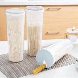 VPOTNT Noodle storage box, whole grains, sealed cans, screw cap, kitchen storage, plastic round, moisture-proof storage tank (Khaki)