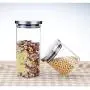 Glass Jars With Stainless Steel Cover Glass Spice Jars Storage Tank Food Contain Coffee Bean Jars And Lips Sealed Jar 85x100mm