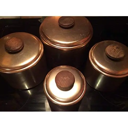 Vintage Mid Century 1950s Mirro Rose Copper Aluminum Canisters - Set of 4 Vintage Mid Century 1950s Mirro Rose Copper Aluminum Canisters - Set of 4