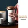 3-teiliges Lebensmittelbehälter-Set mit Holzdeckeln, kleine Küchenbehälter & Gläser, rustikaler Wohnklimadekor, Pantry-Organisation & Lagerung für Tee, Kaffee, Snacks, Zucker, Gewürze, Weiß