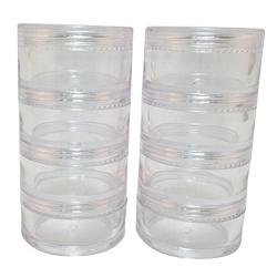 Made in Taiwan Transparent Clear Makeup 4 Stack Plastic Jar 3 Kinds of Size (2 Sets)