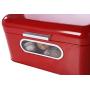 Bread Box for Kitchen Counter - Red Bread Bin, Retro Storage Container with Front Window, For Doughnuts, Pastries, Cookies - 12 x 7 x 6 Inches