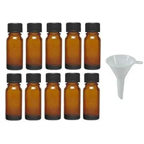 Viva Haushaltswaren, 10 x Tropfenflaschen 10 ml, Apotheker Glasflaschen mit Tropfer, Braun, inkl. Funnell, Glas, Braun, 10 ml