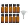 Viva Haushaltswaren, 10 x Dropper Bottles 10 ml, Apothecary Glass Bottles with Dropper Insert in Brown, incl. Funnel, Glass, Brown, 10 ml