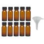 Viva Haushaltswaren, 10 x Dropper Bottles 10 ml, Apothecary Glass Bottles with Dropper Insert in Brown, incl. Funnel, Glass, Brown, 10 ml