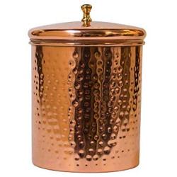 Denmark Artisinal Collection Copper Plated Stainless Steel Kitchen Canisters Storage Bowls with Mirrored Hammer Finish, 79 Ounce Covered Storage Canister