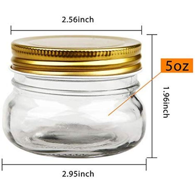 QAPPDA 4oz Glass Jars With Lids,Small Mason Jars Wide Mouth,Mini Canning  Jars With Black Lids For Honey,Jam,Jelly,Baby Foods,Wedding Favor,Shower