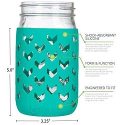 JarJackets Silicone Mason Jar Sleeve - Fits 32oz (1 quart) WIDE-Mouth Jars … (1, Lagoon)