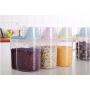 Hflove Whole Grain Tank Transparent Plastic Sealed Cans Food Jar Flour Storage Box Storage Tank 1.9L(2-pack) (Light Blue)