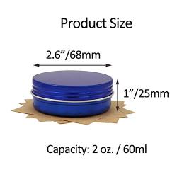 23pcs 2oz/60ml Blue Aluminum Tin Jar with Screw Lid and Blank Labels