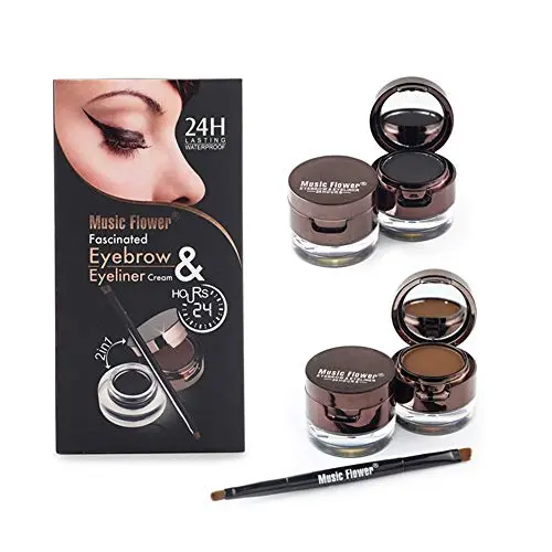 Gel Eyliner pour Sourcils en Poudre Waterproof Brun et Noir avec Pinceau Miroir – Fleur Musicale Gel Eyliner pour Sourcils en Poudre Waterproof Brun et Noir avec Pinceau Miroir – Fleur Musicale