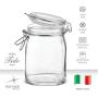 Bormioli Rocco Glass Fido Jars - 33.? Ounce - 1 Liter - with hinged hermetically Sealed Airtight lid for Fermenting, Canning, Preserving, With Exclusive Paksh Novelty Chalkboard Labels Set (2 Jars)