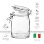 Bormioli Rocco Glass Fido Gläser - 1 Liter - mit hermetisch abnehmbarer, luftdichter Deckel für Gärung, Einmachen, Konservieren – Mit exklusivem Paksh Novelty Kreide-Schreibtafel-Etiketten Set (2 Gläser)