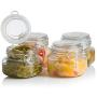 Klikel Square Glass Kitchen Storage Canister Jars - Crystal Clear Food Storage Jars with Clear Lid and Bail & Trigger Hermetic Seal - 16oz, (Set of 4)