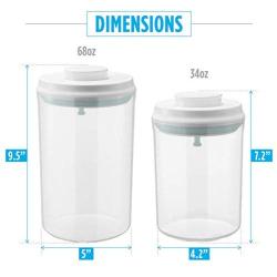 Airtight cookie jars, Kitchen storage container with lids, Plastic canister, Flour and sugar containers, set of 2 (2qt+1qt)